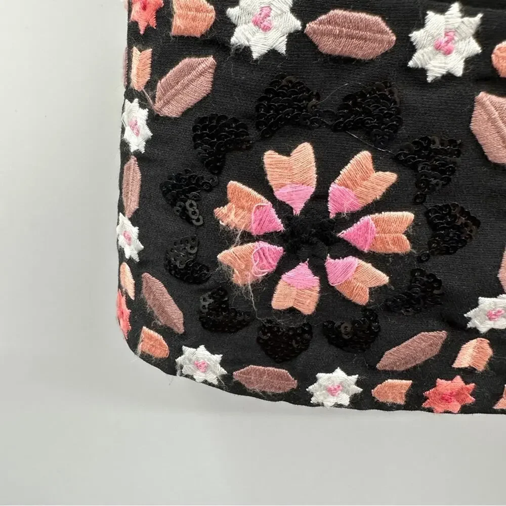 Kate Spade Dress By The Pool Black Mosaic Floral Embroidered Shift Dress Size 10